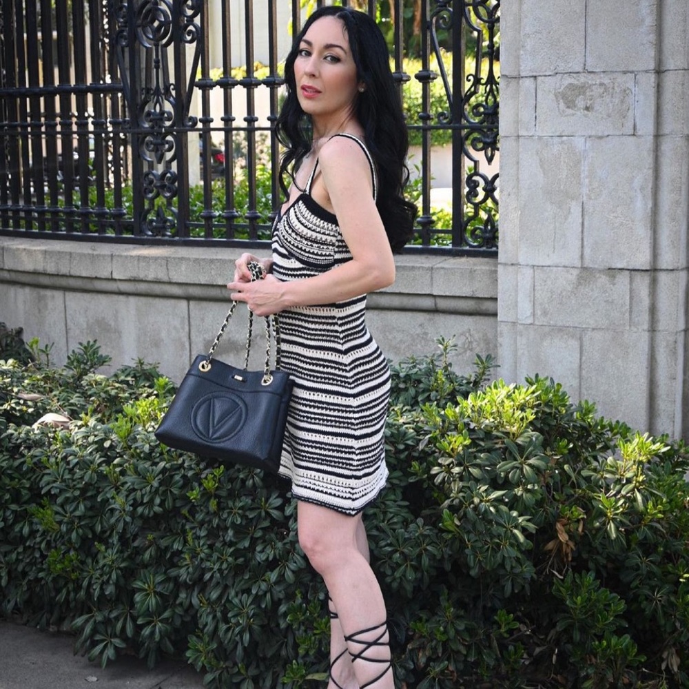 ZARA Striped Rustic Crochet Mini Dress Size Medium - Picture 4 of 11